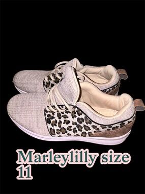 Marleylilly Animal Print Low Top Sneakers Size 11 Neutral Tan & Cheetah Pattern